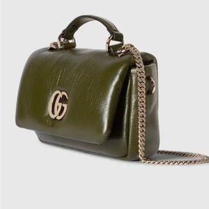 Gucci GG Milano Top Handle Bag. Dark Green Leather